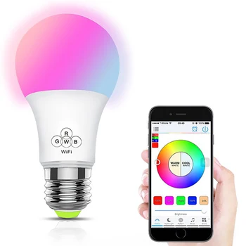 Оригинальная WiFi умная светодиодная лампочка с голосовым управлением/16 миллионов цветов RGB Color/E27