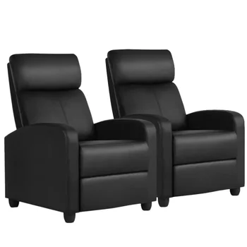 Откидное кресло для кинотеатра из искусственной кожи Easyfashion, комплект из 2 предметов, черное