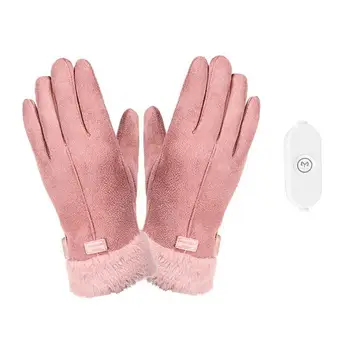 Перчатки с USB-подогревом для женщин, Зимние теплые перчатки с электрическим подогревом (без аккумулятора), перчатки с сенсорным экраном с USB-питанием