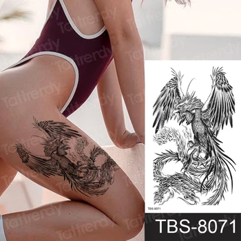 поддельные татуировки водонепроницаемые для женщин, временные татуировки, дракон, тигр, феникс, волк, животные, тату, наклейка, боди-арт, водонепроницаемые