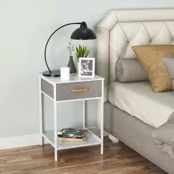 Прикроватный столик Мраморный вид с выдвижным ящиком Шкафчик для спальни Тумбочки чайный столик Журнальный столик Мебель для спальни