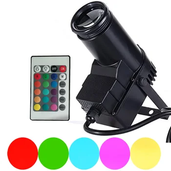 Пульт дистанционного управления 10 Вт RGB LED Beam Pinspot Stage Light, Дорожка для Вечеринки, светодиодный Прожектор, Сценический светильник, Свадебная Дискотека, Зеркальный шар