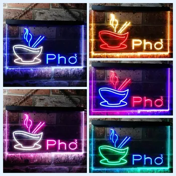 Ресторан вьетнамской лапши Pho, Изготовленные на заказ двухцветные светодиодные неоновые вывески для персонализированного подарка, настенный светильник, магазин, декор игровой комнаты