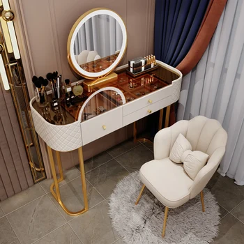 Роскошный туалетный столик для спальни, Зеркальные ящики для хранения макияжа, аксессуары для туалетного столика, Современная модная мебель для ногтей, Penteadeira