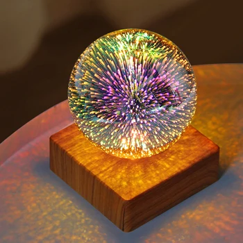 Светодиодный фейерверк Ночник USB Подключаемый 3D хрустальный шар Красочный ночник Освещение Украшения Подарки Вечерние декор для гостиной