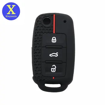 Силиконовый чехол для дистанционного ключа Xinyuexin для VW Golf Tiguan Polo Passat CC для СИДЕНЬЯ Skoda Mk6 Octavia Jetta Beetle с 3 Кнопками