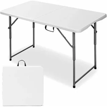 Складной стол для кемпинга AEDILYS 4 фута, регулируемый по высоте - белый