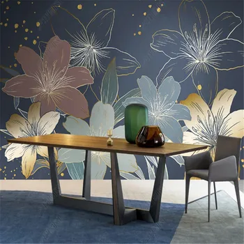Современные минималистичные 3D обои для гостиной с цветком Лилии, Светлый Роскошный фон для телевизора, обои для домашнего декора, фреска