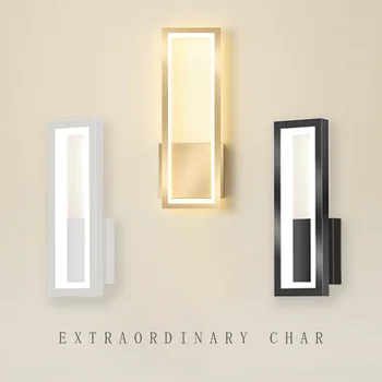 Современные светодиодные квадратные настенные светильники в минималистском стиле, черные, белые, золотые, Железные бра для спальни, для гостиных, для кабинета, для освещения проходов
