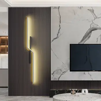 Современный минималистичный ленточный светодиодный настенный светильник, освещение для прикроватной тумбочки в спальне, решетка в гостиной, телевизор, диван, Фоновый декор в вестибюле