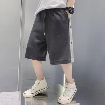 Спортивные шорты для мальчиков: летние Модные корейские брюки с разрезом для мальчиков среднего размера: Детские универсальные брюки нового стиля