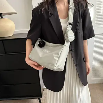 Сумка с кошельком для монет, спортивная сумка для студенток, сумка-тоут из бычьей ткани, женская сумка через плечо в корейском стиле, сумка через плечо