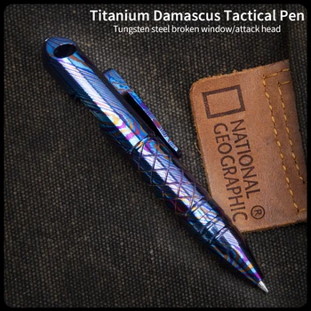 Титановая дамасская тактическая ручка Разбитое окно, Бьющееся Стекло, Открытый Кемпинг, Тактический многофункциональный инструмент, Ручка