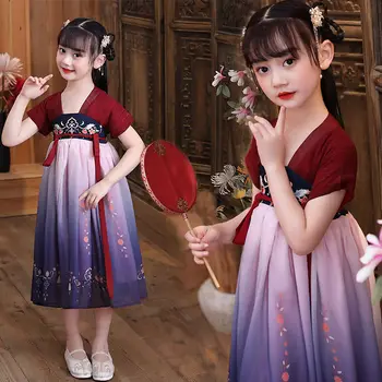 Традиционное китайское платье, летняя цельная юбка Hanfu с вышивкой, Улучшенный сказочный Вечерний скромный костюм на молнии