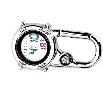 Цифровые часы с карабином Белый циферблат с подсветкой для работы и занятий спортом на открытом воздухе
