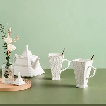 Элегантный кофейник и набор чашек с рисунком Эйфелевой башни для послеобеденного чаепития Идеальный подарок для любителей кофе