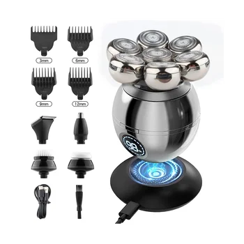 Электрическая парикмахерская для мужчин, Перезаряжаемая Электрическая головка для лысины, 7 Плавающих головок, Машинка для стрижки Бороды, носа, Триммер для волос