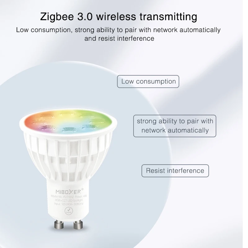 Miboxer Zigbee 3.0 RGB + CCT 4 Вт 6 Вт GU10 Светодиодный Прожектор С Регулируемой Яркостью 12 Вт E27 Лампочка Дистанционного/APP/Голосового Управления Smart Lamp AC 110-220 В