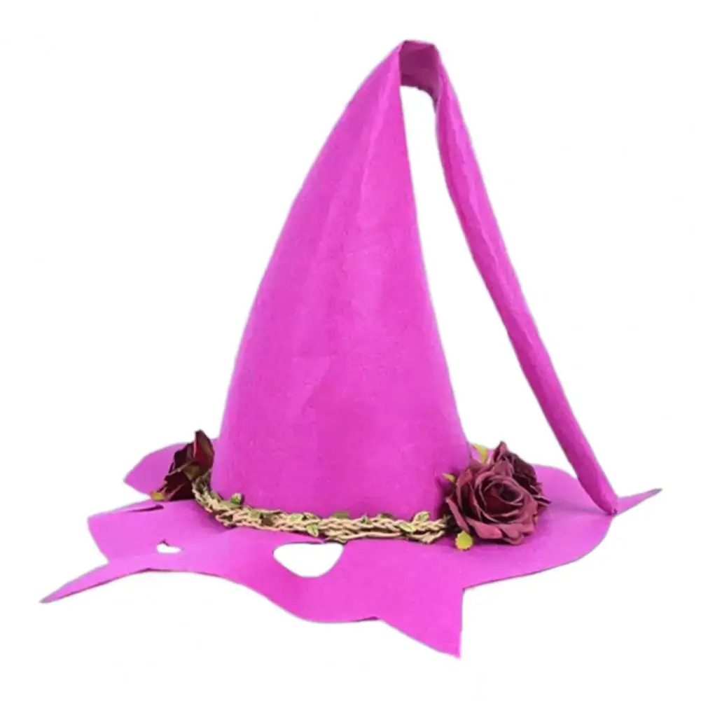 Модная шляпа ведьмы для вечеринки, удобная шляпа ведьмы с розой и грибным орнаментом, шляпа ведьмы на Хэллоуин, Моющаяся шляпа ведьмы для вечеринки