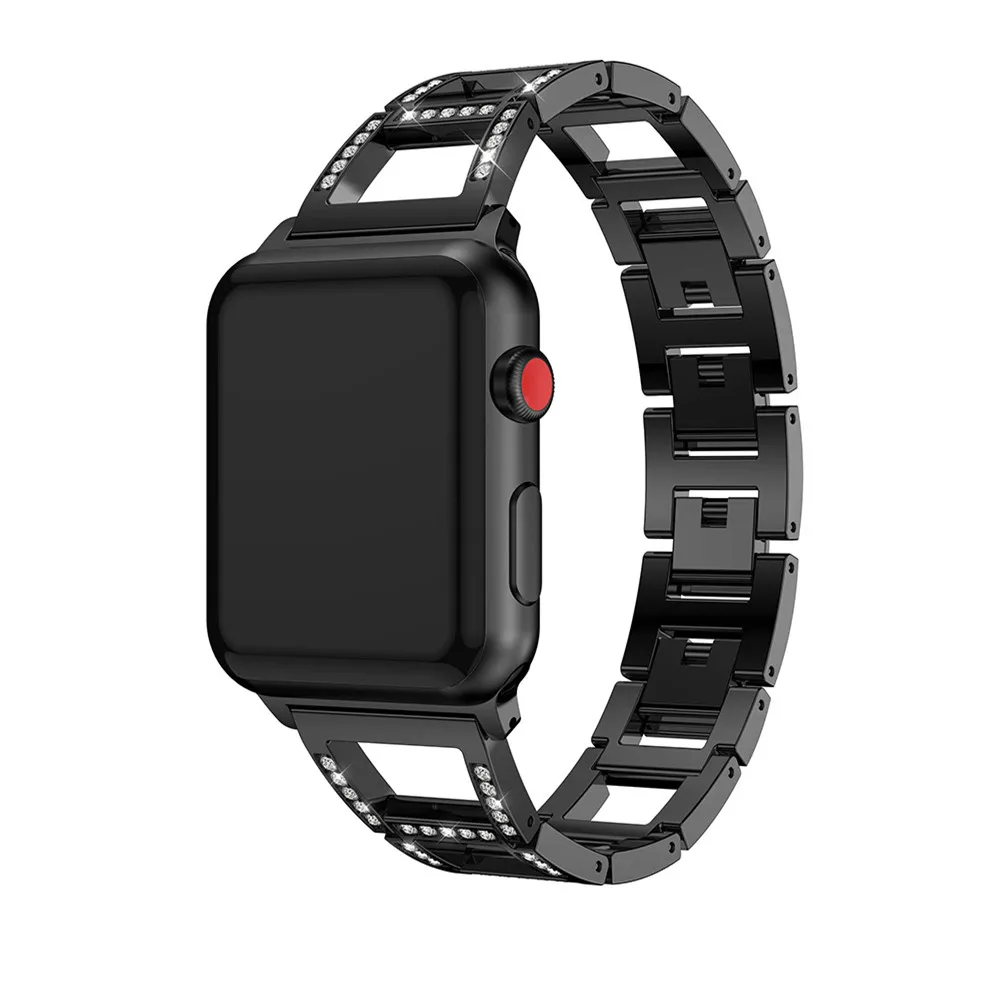 Ремешок из сплава с кристаллами для Apple Watch, ремешок со стразами 38 мм 42 мм, браслет для iWatch серии 3 2 1, сменный браслет