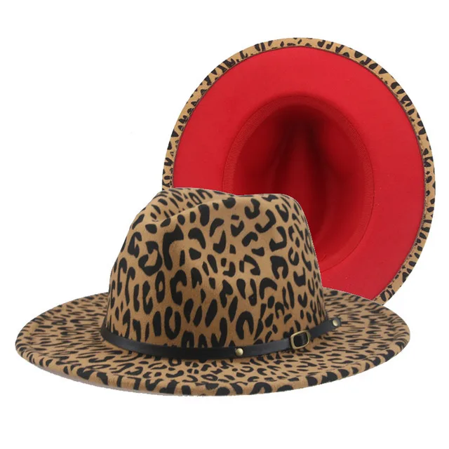 Фетровая шляпа С леопардовым рисунком Для мужчин И женщин, Панама для джаза, Западные ковбойские лоскутные красные Зимние женские шляпы с широкими полями, Сомбреро De Mujer