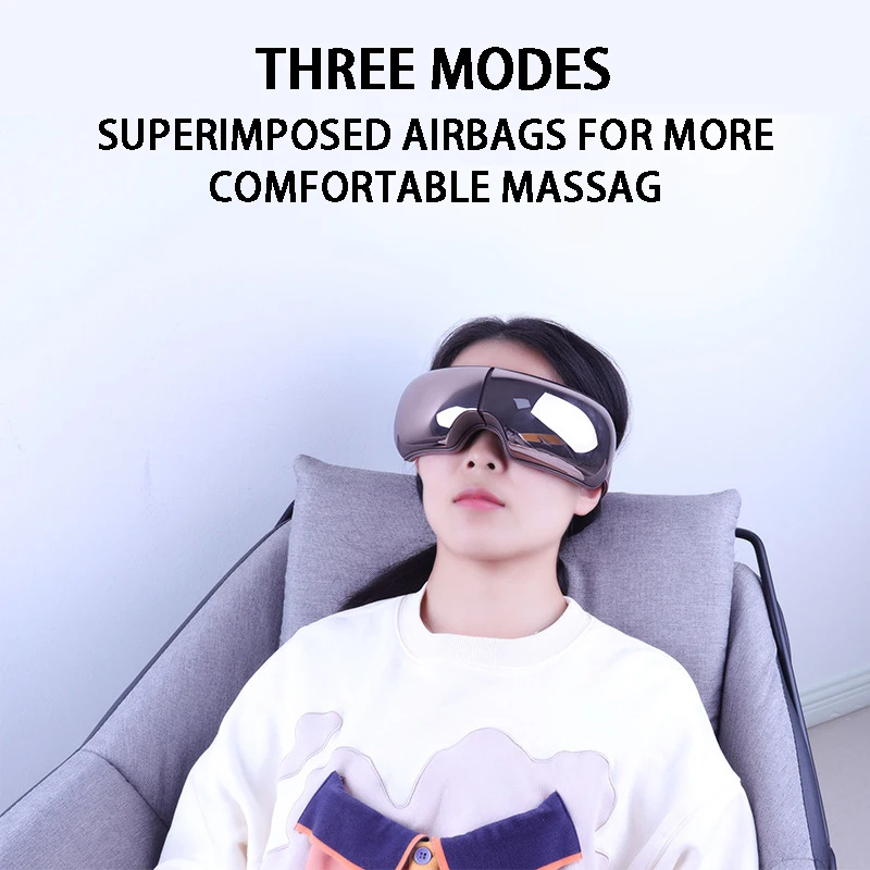 Электрический вибрационный массаж глаз, поддержка вибрации, Bluetooth, Горячий нагрев, усталость от давления воздуха, USB-зарядка для ухода за глазами во сне