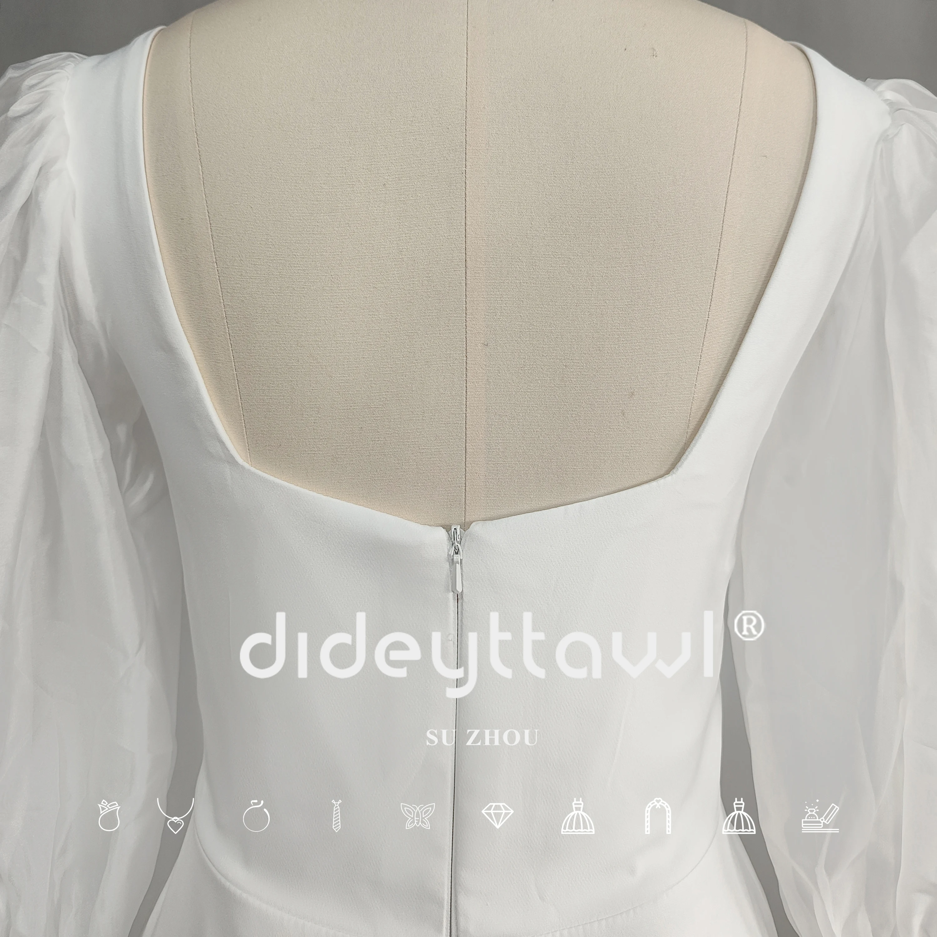 DIDEYTTAWL Реальные фотографии Свадебное платье Русалки с квадратным вырезом для женщин, длинные пышные рукава, стреловидный шлейф, простое свадебное платье