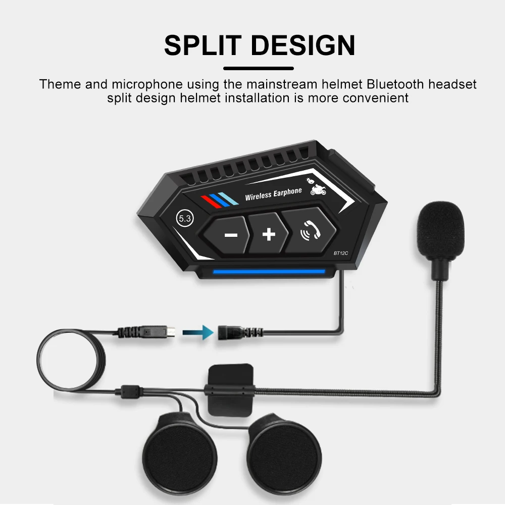 Беспроводной шлем-гарнитура Bluetooth 5.3, комплект для громкой связи, Мотоциклетные водонепроницаемые наушники, музыкальный плеер MP3, динамик для Мото