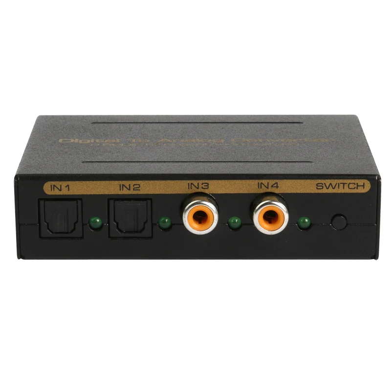4-Портовый Цифроаналоговый преобразователь видео SPDIF Коаксиальный Аудиопереключатель на L/R Аудиовыход 3,5 мм DAC LCPM DTS5.1 для саундбара телевизора
