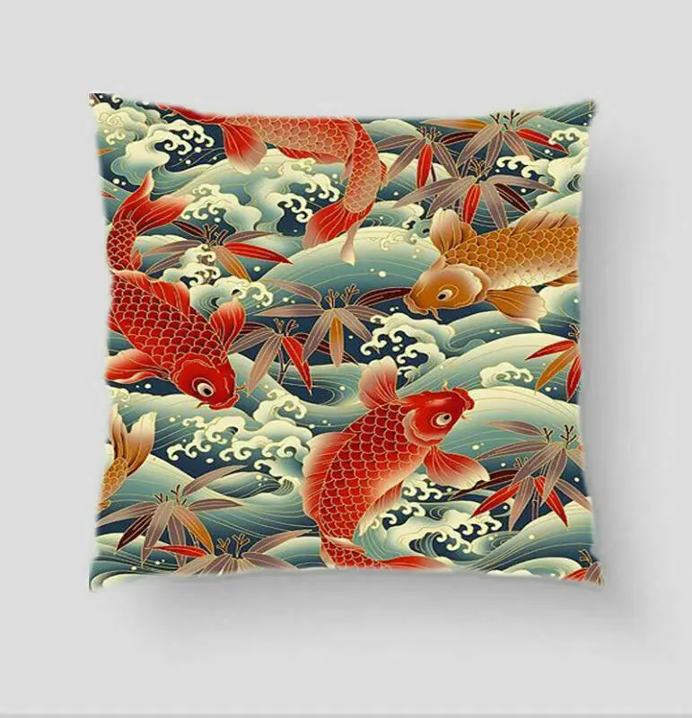 Чехол Для подушки с рыбой Кои в китайском стиле, Наволочка Для Дивана, Художественный Декор для домашней Комнаты